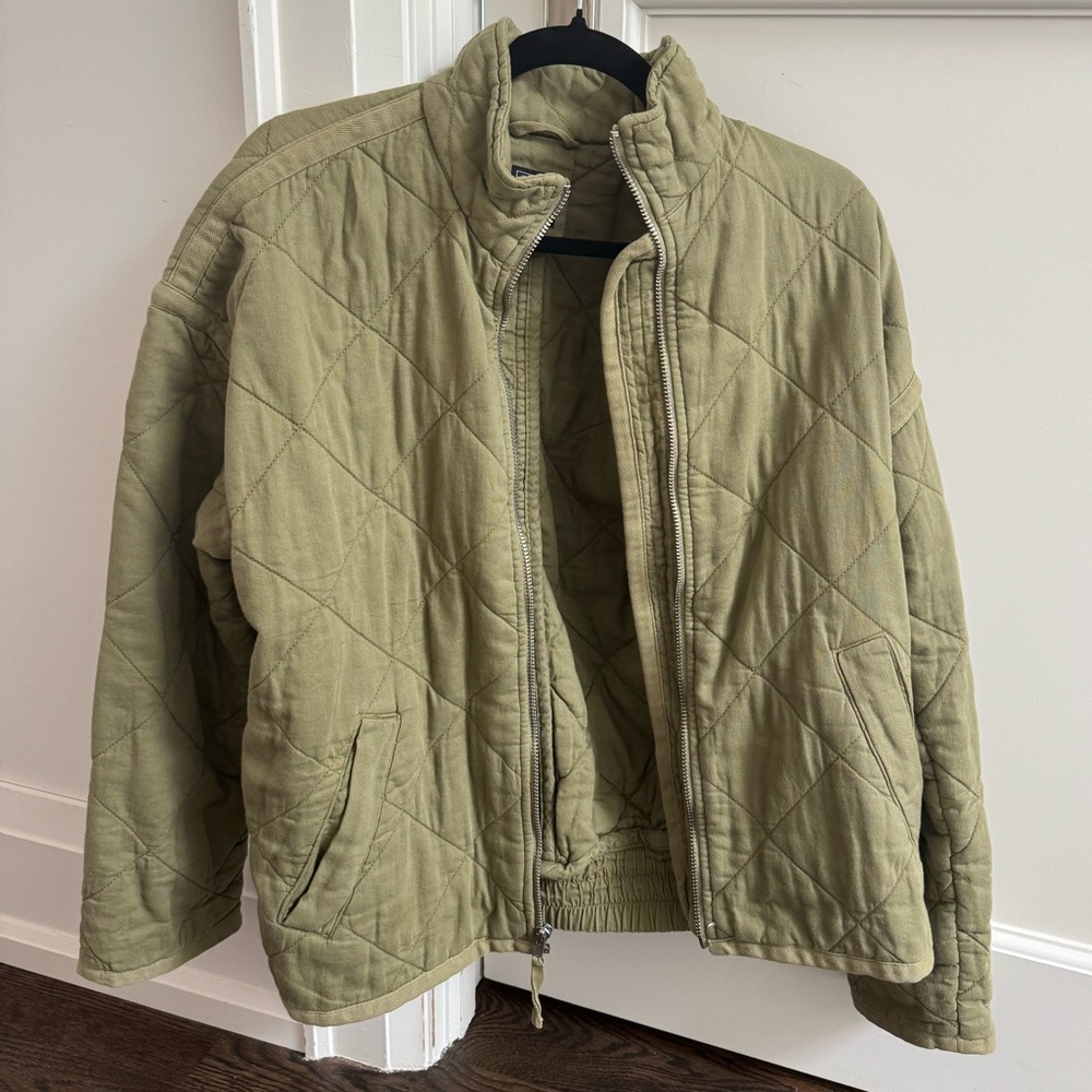 GAP Women's Quilted Green Bomber Jacket